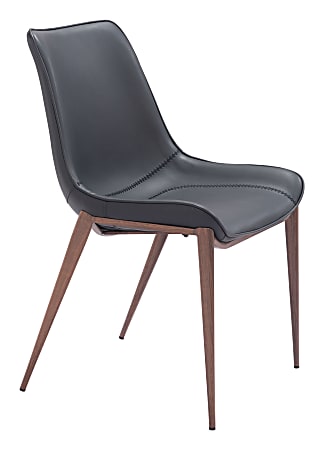 Zuo Magnus Dining Accent Chairs, Black/Walnut, Set Of 2 Chairs