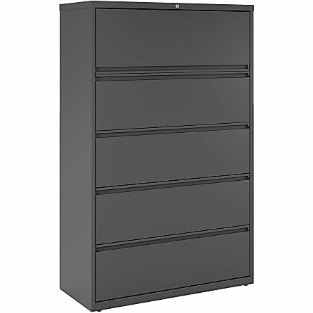 Lorell® 42"W x 18-5/8"D Lateral 5-Drawer File Cabinet, Charcoal