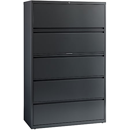 Lorell® 42"W Lateral 5-Drawer File Cabinet, Metal, Charcoal