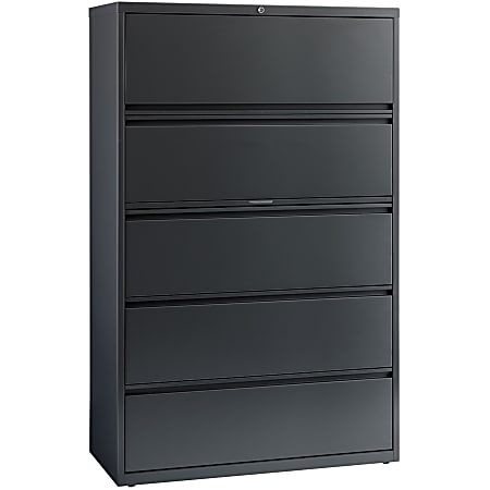 Lorell® 42"W x 18-5/8"D Lateral 5-Drawer File Cabinet, Charcoal