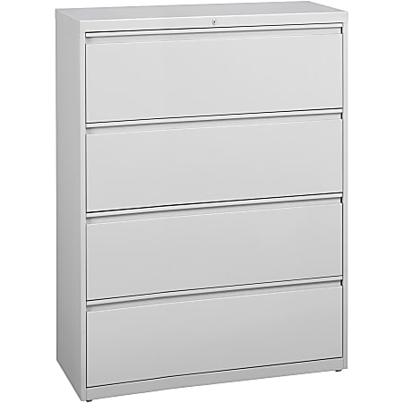 Lorell® Fortress 42"W x 18-5/8"D Lateral 4-Drawer File Cabinet, Light Gray
