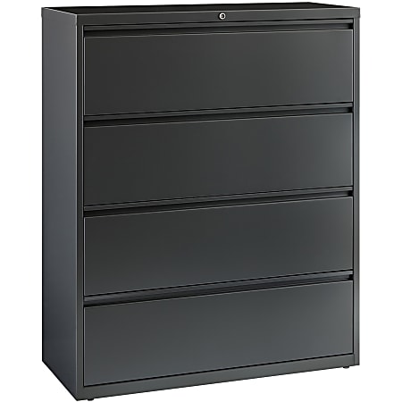 Lorell® 42"W x 18-5/8"D Lateral 4-Drawer File Cabinet, Charcoal