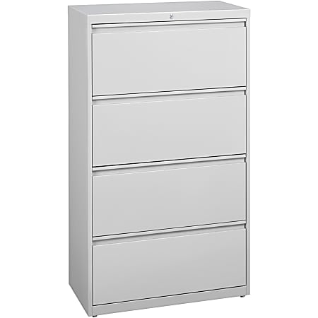 Lorell® Fortress 36"W x 18-5/8"D Lateral 4-Drawer File Cabinet, Light Gray