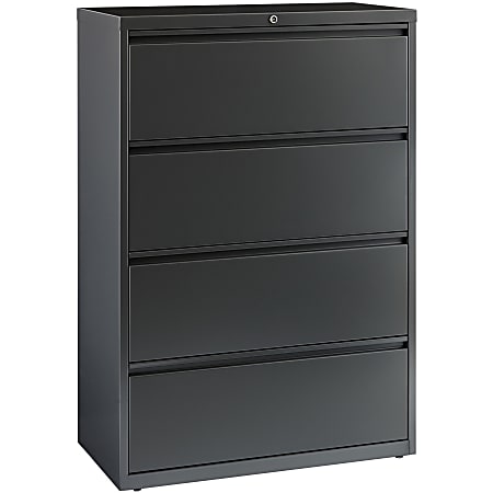 Lorell® 36"W x 18-5/8"D Lateral 4-Drawer File Cabinet, Charcoal