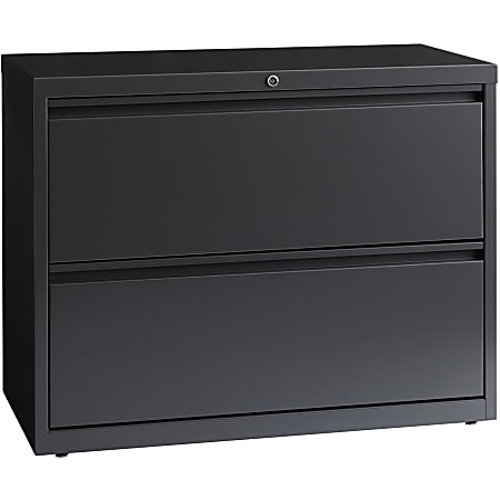 Lorell® 36"W Lateral 2-Drawer File Cabinet, Metal, Charcoal