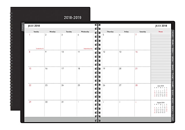 Office Depot® Brand 18-Month Academic Planner, 9" x 11", 30% Recycled, Black, July 2018 to December 2019