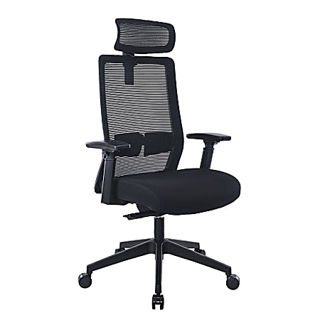 Boss Office Products Mesh High-Back Task Chair With Headrest, Black