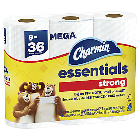 Charmin Essentials Strong Mega 2 Ply Toilet Paper Rolls 4 x 4 12