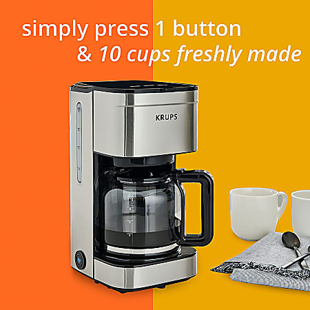 KRUPS Simply Brew 10 Cup Programmable Coffee Maker Silver - Office Depot