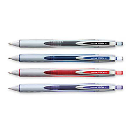 Sanford Uniball Vision RT .8mm Rollerball Pens - Rollerball Pen, Retractable, Airplane Safe, .8mm Point, Blue