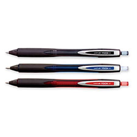 Sanford Uniball Vision RT .6mm Rollerball Pens - Rollerball Pen, Retractable, Airplane Safe, .6mm Point, Blue