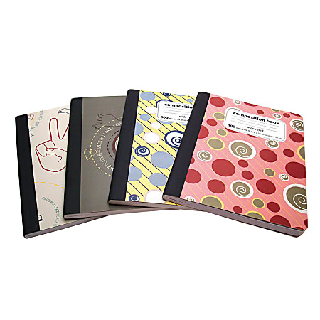 Office Depot® Brand Fashion Composition Book, 7 1/2" x 9 3/4", College Ruled, 100 Sheets, Assorted Designs (No Design Choice)