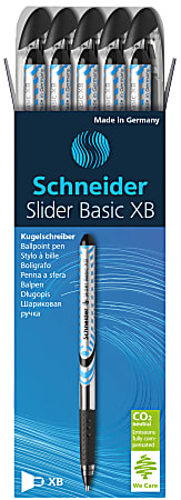 Schneider Slider XB Viscoglide Ballpoint Pens, Extra Bold Point, 1.4 mm, Assorted Barrels, Black Ink, Pack Of 10