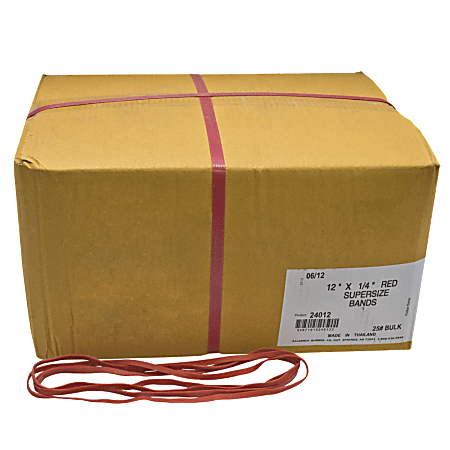 Alliance® SuperSize Bands™, #25 Bulk, 12" x 1/4", Red, Pack Of 1,425