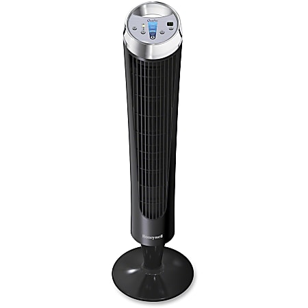 Honeywell QuietSet 8-Speed Remote Control Tower Fan, 32.8"H x 10.8"W x 8.2"D, Black/Silver