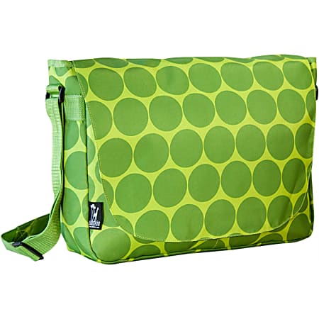 Wildkin Laptop Messenger Bag With 17" Laptop Pocket, Big Dots Green