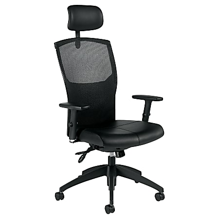 Global® Alero™ Bonded Leather High-Back Multi-Tilter Chair With Headrest, Black