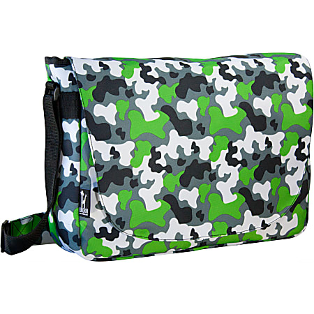 Wildkin Laptop Messenger Bag With 17" Laptop Pocket, Green Camo