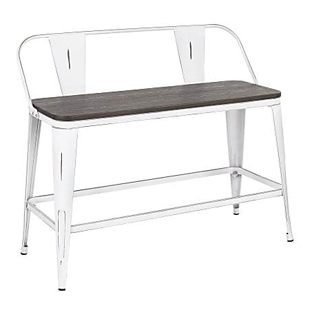 LumiSource Oregon Counter Bench, Vintage White/Espresso