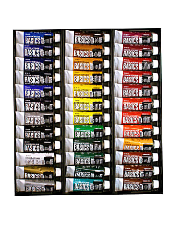Liquitex Basics Value Series Acrylic Colors, 0.74 Oz, Assorted Colors, Set Of 36