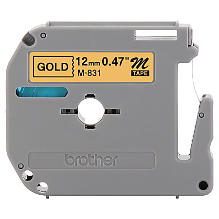 Brother® M-831 Black-On-Gold Tape, 0.5" x 26.2'