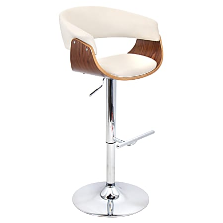 Lumisource Vintage Adjustable Bar Stool, Cream/Chrome/Walnut