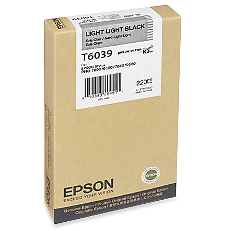 Epson Original Ink Cartridge - Inkjet - Light Black - 1 Each