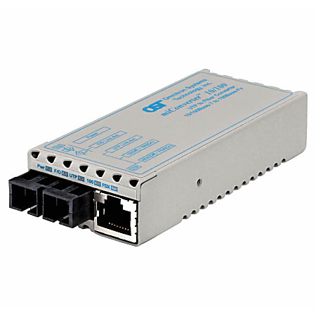 miConverter 10/100 Ethernet Fiber Media Converter RJ45 SC Single-Mode 30km Wide Temp - 1 x 10/100BASE-TX, 1 x 100BASE-LX, US AC Powered, Lifetime Warranty