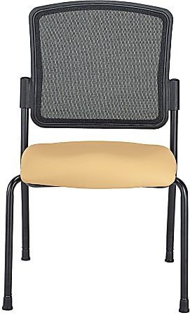WorkPro® Spectrum Series Mesh/Vinyl Stacking Guest Chair with Antimicrobial Protection, Armless, Tan, Set Of 2 Chairs, BIFMA Compliant