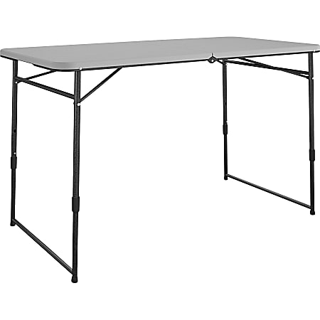 Cosco Fold Portable Indoor/Outdoor Utility Table - Adjustable Height x 48" Table Top Width x 24" Table Top Depth - 28" Height - Gray - Steel, Resin - 1 Each