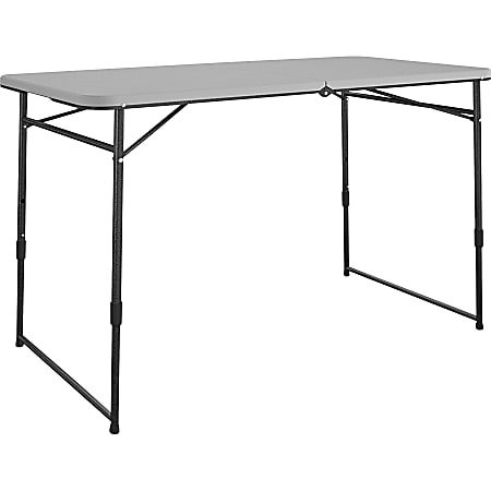 Cosco Fold Portable Indoor/Outdoor Utility Table - 200 lb Capacity - Height Adjustable x 48" Table Top Width x 24" Table Top Depth - 28" Height - Gray - Steel, Resin - 1 Each