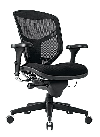 WorkPro® Quantum 9000 Series Ergonomic Mesh/Premium Fabric Mid-Back Chair, Black/Black, BIFMA Compliant