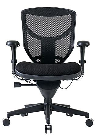 WorkPro Quantum 9000 Series Ergonomic Mesh Premium Fabric Mid Back Chair Black Black BIFMA Compliant