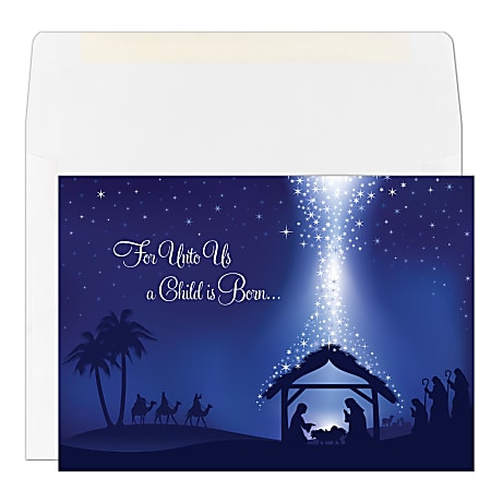 Custom Full-Color Holiday Cards With Envelopes, 7" x 5", A Child Is Born, Box Of 25 Cards