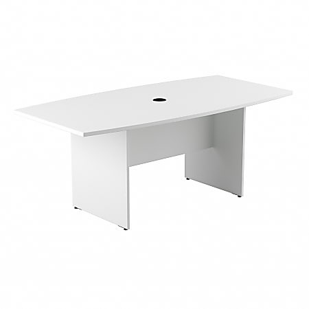 Bush Business Furniture 72-inch Office Conference Table with Wood Base, White, Standard Delivery
