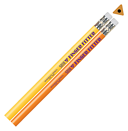 Musgrave Pencil Co. Finger Fitter Pencils, With Erasers, 2.11 mm, #2 Medium Soft Lead, Orange/Yellow, Pack Of 72