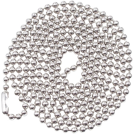 Advantus 36" ID Badge Chain - 36" - 100/Box - Nickel Plated - Metallic