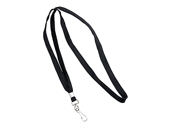 Advantus Deluxe Lanyard with J-Hook, Black, Box of 24