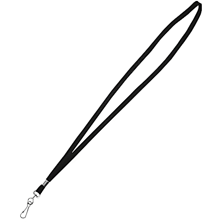 Advantus Deluxe Lanyard with J-Hook, Black, Box of 24