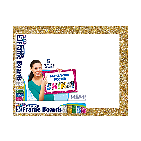 Artskills® Glitter-Framed Poster Boards, 11" x 14", Assorted Colors, Pack Of 5