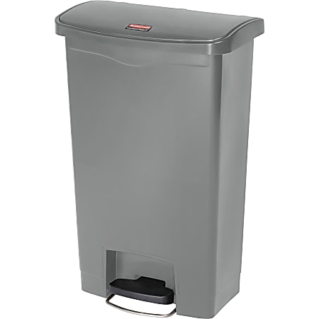 Rubbermaid Commercial Slim Jim 13G Front Step Container - Step-on Opening - 13.21 gal Capacity - Durable, Damage Resistant, Smooth, Easy to Clean, Contoured Edge - Plastic, Resin - Gray - 1 Each