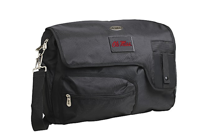 Denco Sports Luggage Travel Messenger Bag With 15" Laptop Pocket, Ole Miss Rebels, 15 1/4"H x 12"W x 1 1/4"D, Black