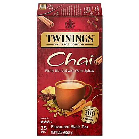 Twinings® of London Chai Tea Bags, 1.76 Oz, Carton Of 25