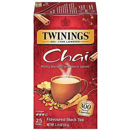 Twinings® of London Chai Tea Bags, 1.76 Oz, Carton Of 25