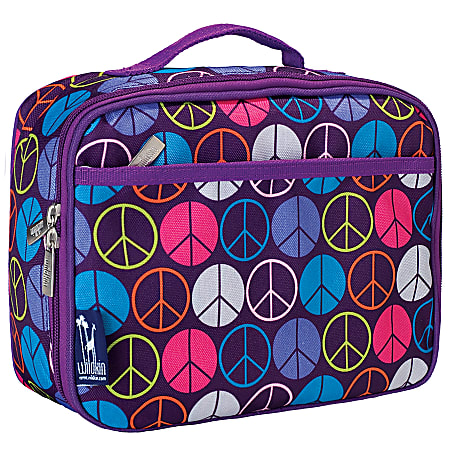 Wildkin Polyester Lunch Box, Purple Peace Signs