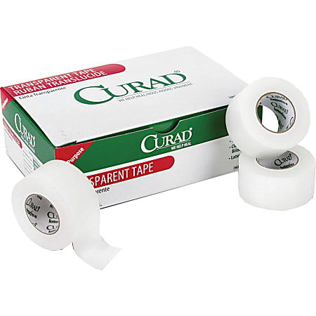CURAD® Transparent Adhesive Tape, 1" x 10 Yd, White, Box Of 12