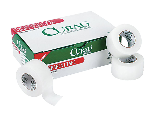 CURAD® Transparent Adhesive Tape, 1" x 10 Yd, White, Box Of 12