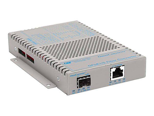 Omnitron OmniConverter GPoE+/S - Fiber media converter - GigE - 10Base-T, 100Base-FX, 100Base-TX, 1000Base-T, 1000Base-X - RJ-45 / SFP (mini-GBIC)