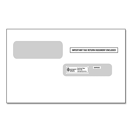 ComplyRight™ Double-Window Envelopes For W-2C Tax Forms, Moisture-Seal, White, Pack Of 100 Envelopes