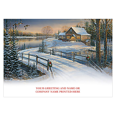 Personalized Front Imprint Holiday Cards, 7 7/8" x 5 5/8", Christmas Getaway, 10% Recycled, Box Of 25